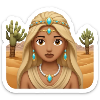 person living in desert just face, hair showing, heavy accessory sticker