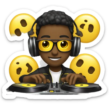 dj mixing with vinyls (yellow skin) sticker