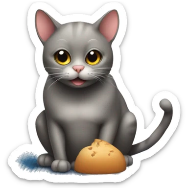 Cat sat on a mat and ate fat rat sticker