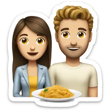 Date night with pasta 2 white people with brunette hair sticker