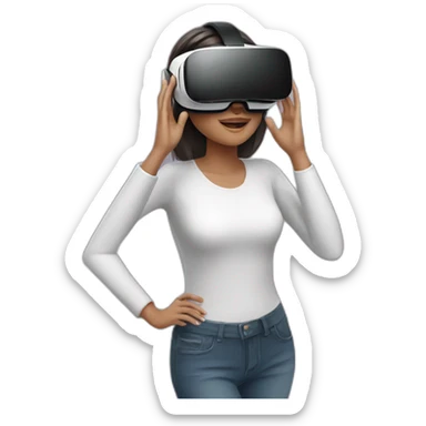 woman wearing virtual reality glasses and VR headsets sticker