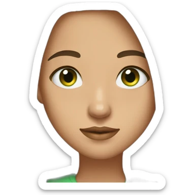 Cute girl with straight long brown hair (middlepart), green eyes, gold earrings and a green shirt. She ist looking fabulous btw sticker
