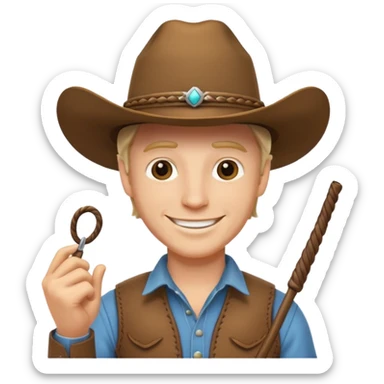 Give this emoji 🤠 a whip make it a white guy  sticker