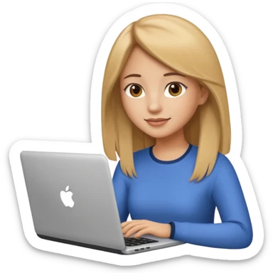 Pretty girl with medium long, light golden/brownish hair, Latina, with a laptop, AI-generated emoji. sticker