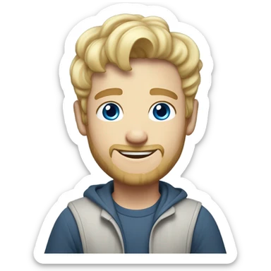 full body raised arms light curl blonde 30yo man blue eyed pale skin sticker