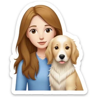 White girl with long brown hair and an English cream retriever sticker