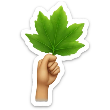 emoji holding a leaf to its face smiling fake sticker