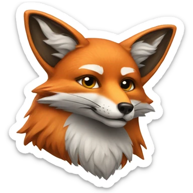 fox with a sward sticker