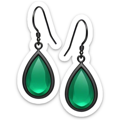 A pair of earrings with a smooth, curved teardrop shape, deep matte black or vibrant emerald green, sticker