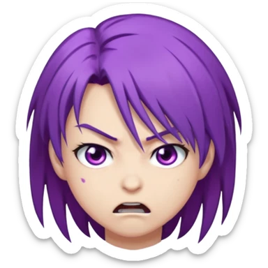 Perso style manga avec des cheveux violet les yeux violet , et un air énervé  sticker