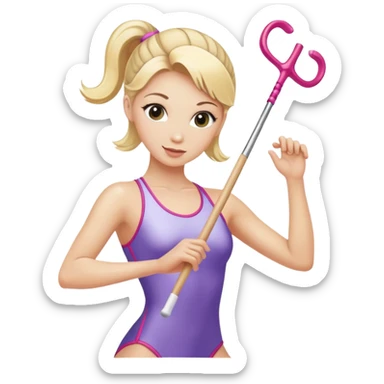 Rhythmic gymnast with clubs blonde sticker