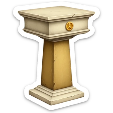 Greek whiteish yellow old ish pedestal that’s not too long a bit short. Only 1 pedestal. The top shoouldnt be that big. Make it forward view not birds view sticker