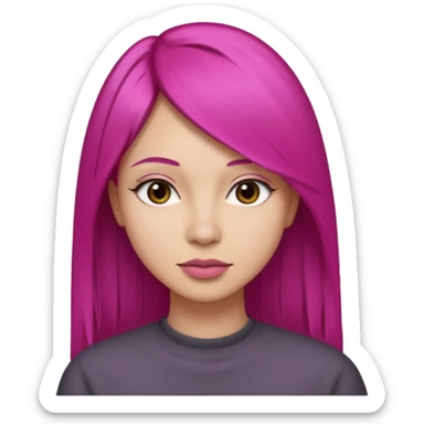 fuchsia charcoal color dyed straight hair on a woman emoji 👩🏼 sticker