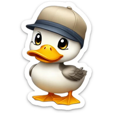 hyped cute duck wearing a flat cap sticker