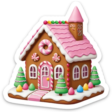 Gingerbread house pink sticker