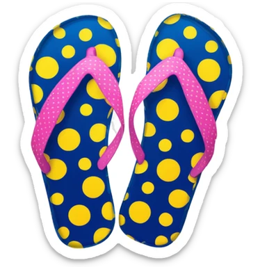 Realistic pair of polka dot summer flip flops isolated. sticker