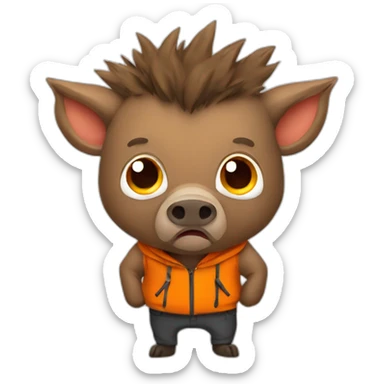 ANGRY wild boar with orange jacket sticker