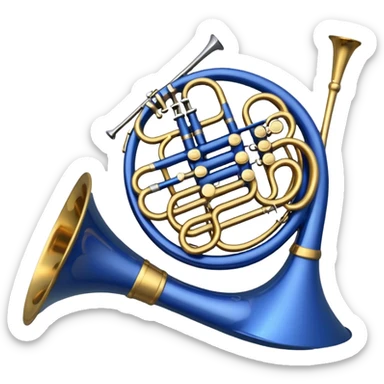 Blue french horn her tarafı mavi sarı detaylar olmadan sticker