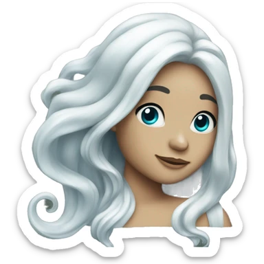 Mermaid with long white hair and silver tail sticker