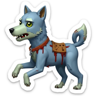 A dog raiding a zombie like minecrafty like a chicken jocky but instead wolf jocky or dog jocky But blocky sticker