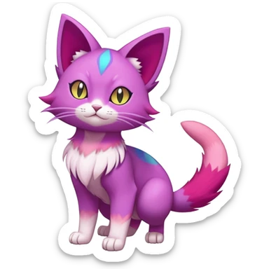 Elemental Exotic Colorful Fantasy Purrloin-Skitty-Pokémon-Fakémon-hybrid-creature (full body) sticker