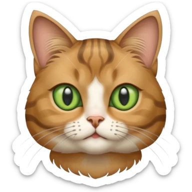 Half-eared grey striped green-eyed Scotch fold, cute cat sticker