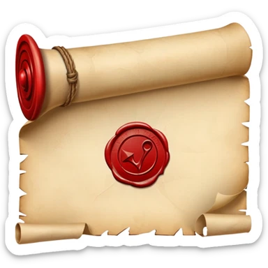 old rolled parchment scroll with wax seal sticker