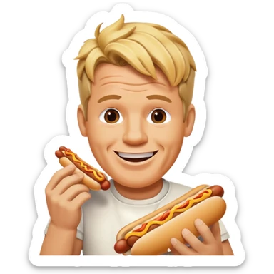 gordon ramsay eat hotdog, happy smile sticker