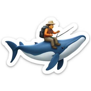 fisherman riding a humpback whale sticker