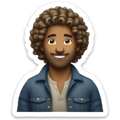 A man with voluminous curly hair. sticker