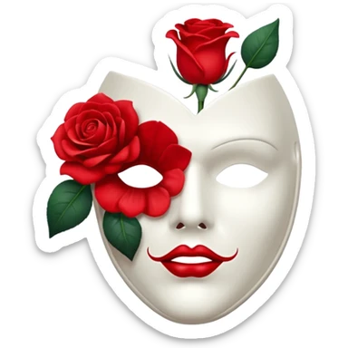 Phantom of the opera half mask with a rose sticker