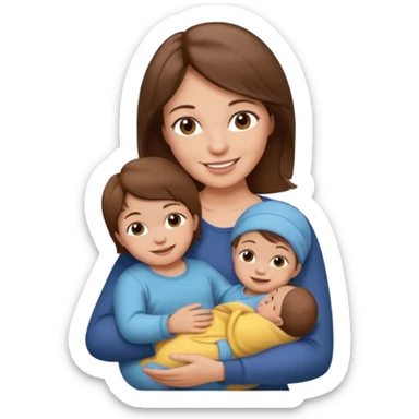 Mother holding infant brown hair fair skin sticker