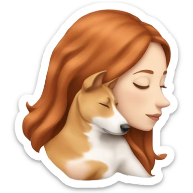 White girl auburn hair sleeping with Carolina dog sticker