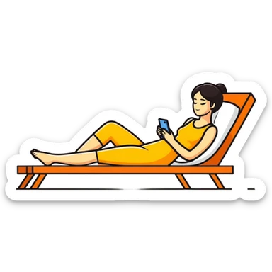 woman practicing self care, relaxing sticker