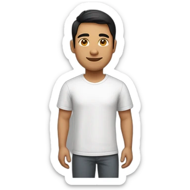 Indian white tan skin man developer in plain white shirt with sleeve up and nice medium length short black hair sticker