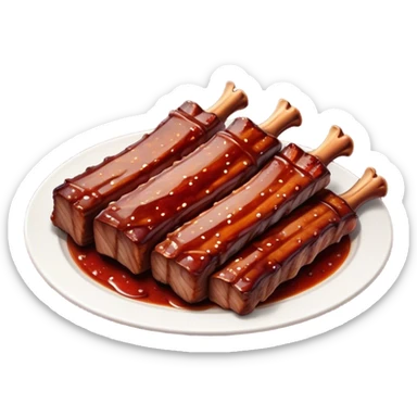 Cinematic Realistic Barbeque Ribs Dish Emoji, depicted as succulent, slow-cooked ribs with a sticky smoky glaze rendered with rich textures and dynamic, appetizing lighting. sticker