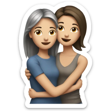 Blonde woman hugs Brunette Girl  sticker