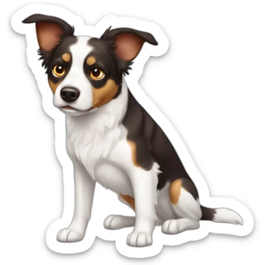 dog white with brown spot on left eye australian shepard boston terrier mix sticker