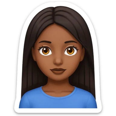 generate a strait and brown haired girl turning into a black and strait haired girl emoji sticker