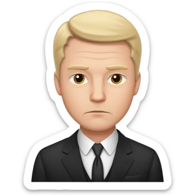 white man in formal suit in thought, in thought, raised eyebrow sticker