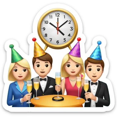 party, alarm clock, sunset sticker