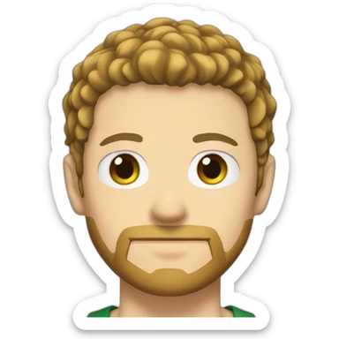 A white man with a small brown beard and short brown hair pulled forward disguised as a one-piece zoro sticker