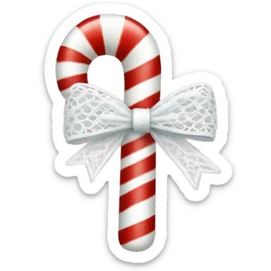 pretty candy cane with a lacy white bow sticker