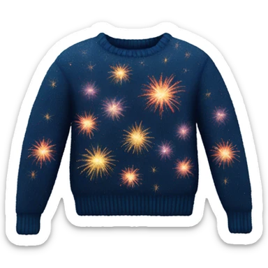 Knit sweater with firework glittery design sticker