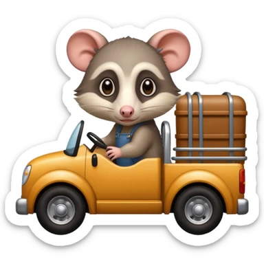 Sad opossum driving a truck sticker