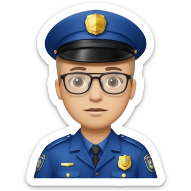 police officer man with glasses, wearing uniform sticker