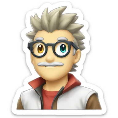 pokemon professor oak anime global trade station badge pokeball sticker