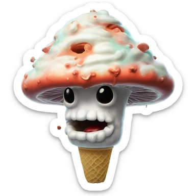 nuclear glow in the dark ice cream mushroom cloud in Uncle Scrooge style, oil paint, mysterious eyes, intricate lips, masterpiece pose, odd perspective, beautiful, desirable, logical sticker