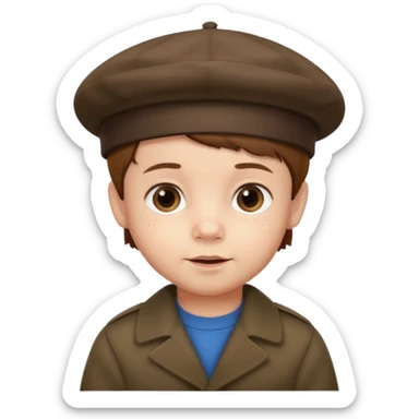 male toddler with beret sticker