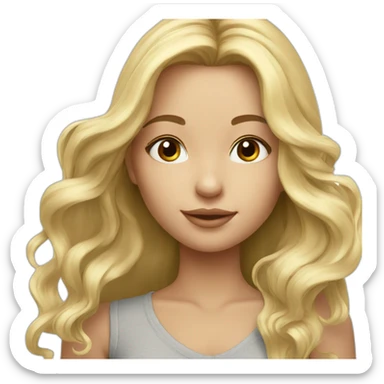Girl with long hair and blonde made with the air touch technique  sticker